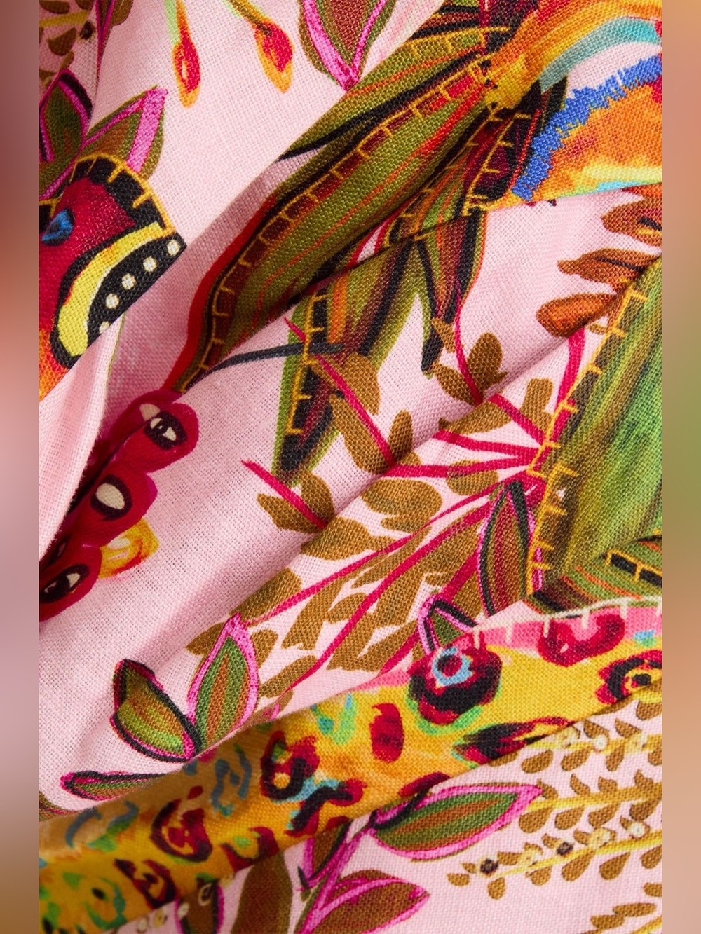 Farm Rio: INTO THE JUNGLE PINK SLEEVELESS MIDI DRESS - Picture 7 of 14